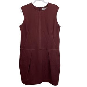 MM LaFleur Jina Dress Sz 16 Chocolate Brown Textured Ponte Business Wear Minimal